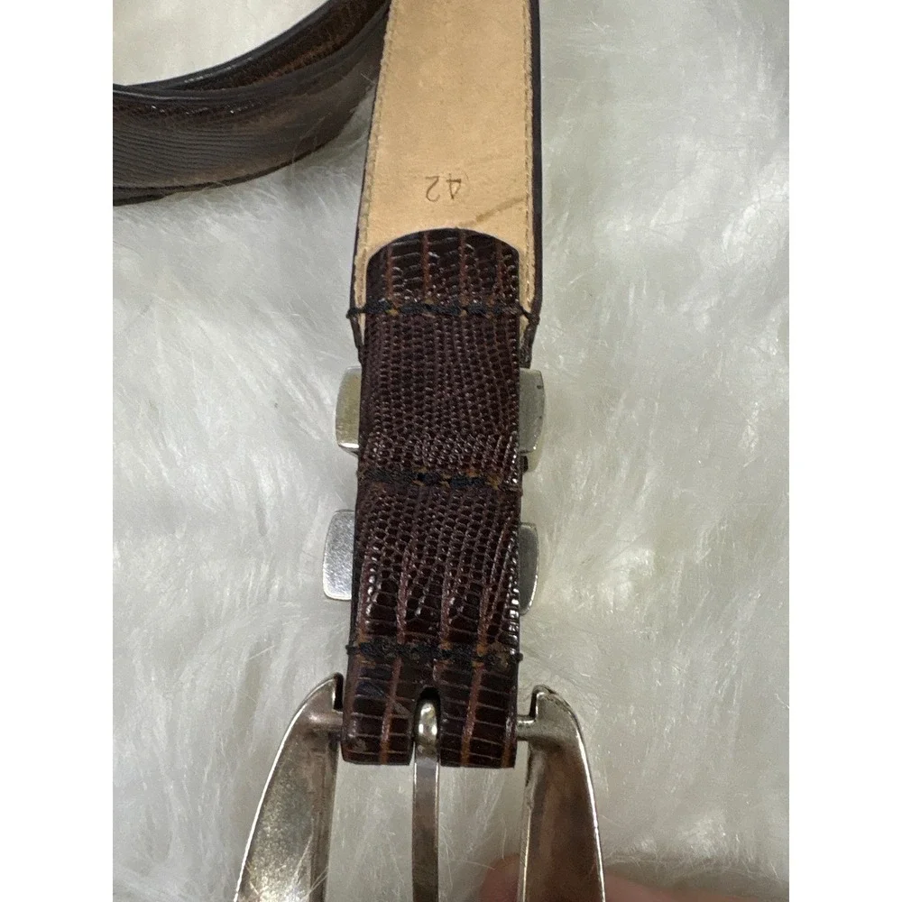Belts by Sherman Brown Italian Leather Texas Star Buckle Belt Size 42